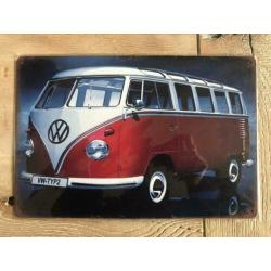 Metalen vintage wandbord VW T1