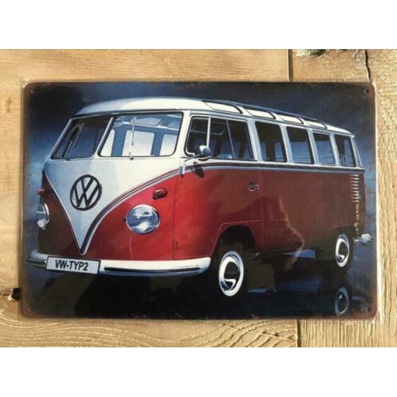 Metalen vintage wandbord VW T1