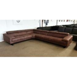 #26 bruin modern stof design hoekbank