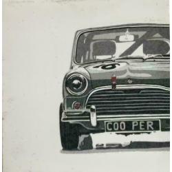 classic mini cooper op doek 2