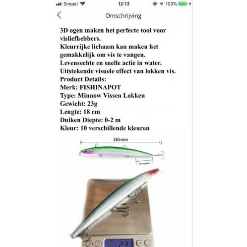 Grote pluggen / kunstaas 18 cm 23 gram kleine prijs €2,25