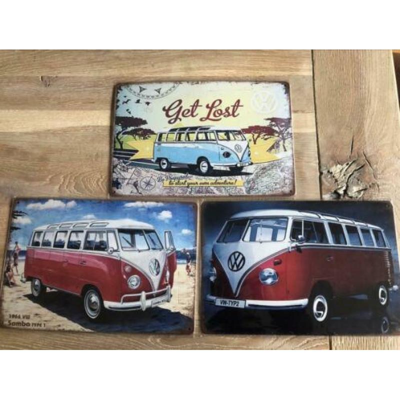Metalen vintage wandbord VW T1