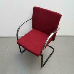 Set van 4 sledestoelen bordeaux rood chroom armleggers