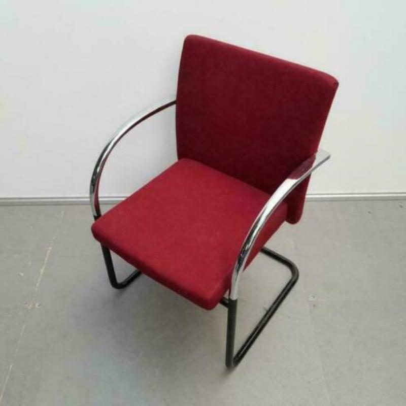 Set van 4 sledestoelen bordeaux rood chroom armleggers