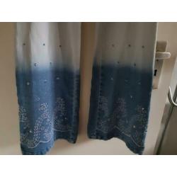 Dames spijkerbroek: Maat L - blauw en wit