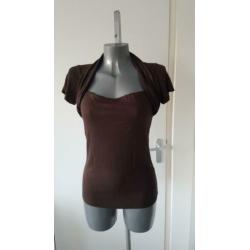 Bruin truitje korte mouw top shirt zara mt L