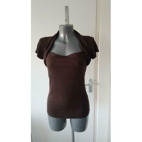 Bruin truitje korte mouw top shirt zara mt L