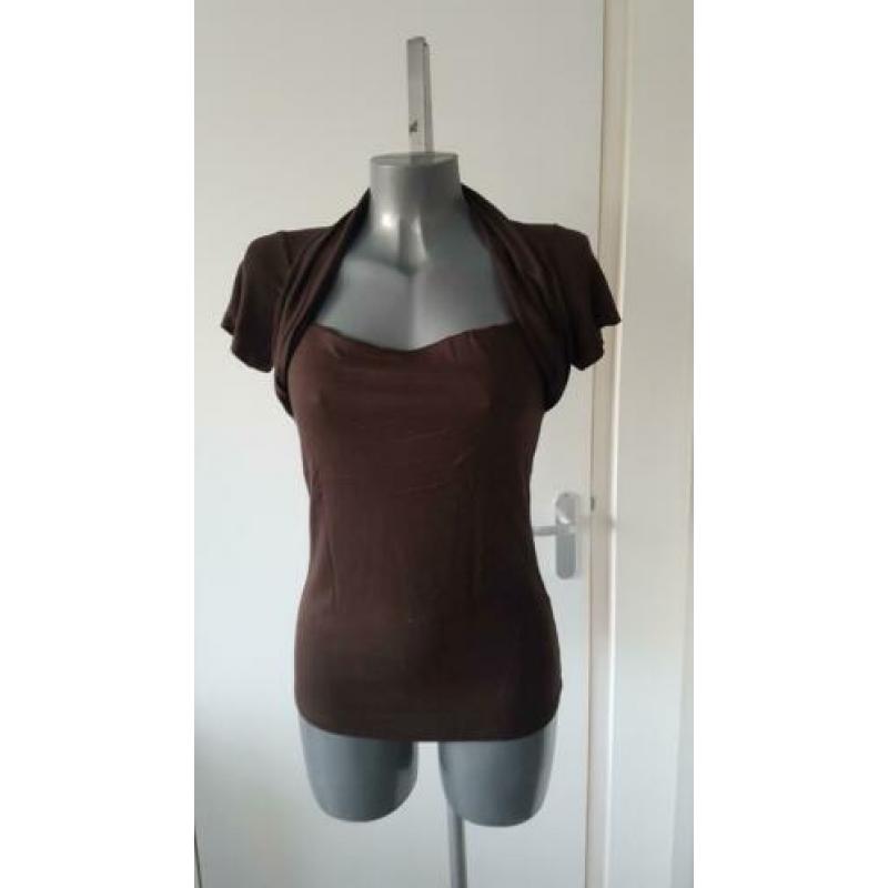 Bruin truitje korte mouw top shirt zara mt L