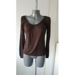 Bruin truitje korte mouw top shirt zara mt L