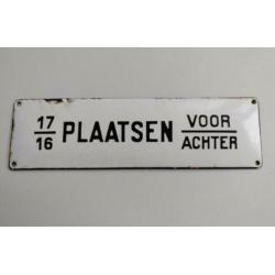Oud origineel emaille bord uit tram of trein / spoorwegen