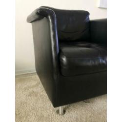 Zwarte leren stoelen (2stuks)