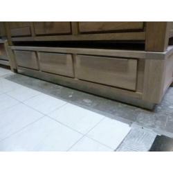 Nieuwe natural grey elmhouten uitschuiftafel, 140 bij 160cm