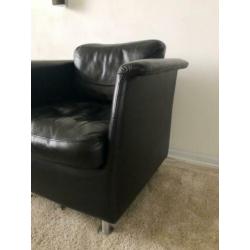 Zwarte leren stoelen (2stuks)