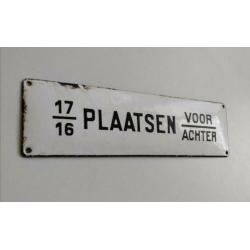 Oud origineel emaille bord uit tram of trein / spoorwegen