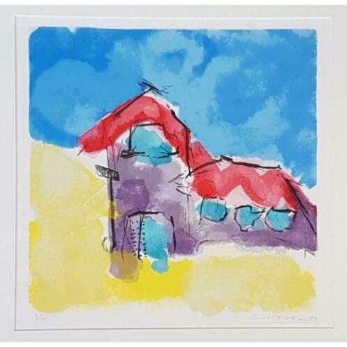 Handgesigneerde originele litho van H. van Vessum