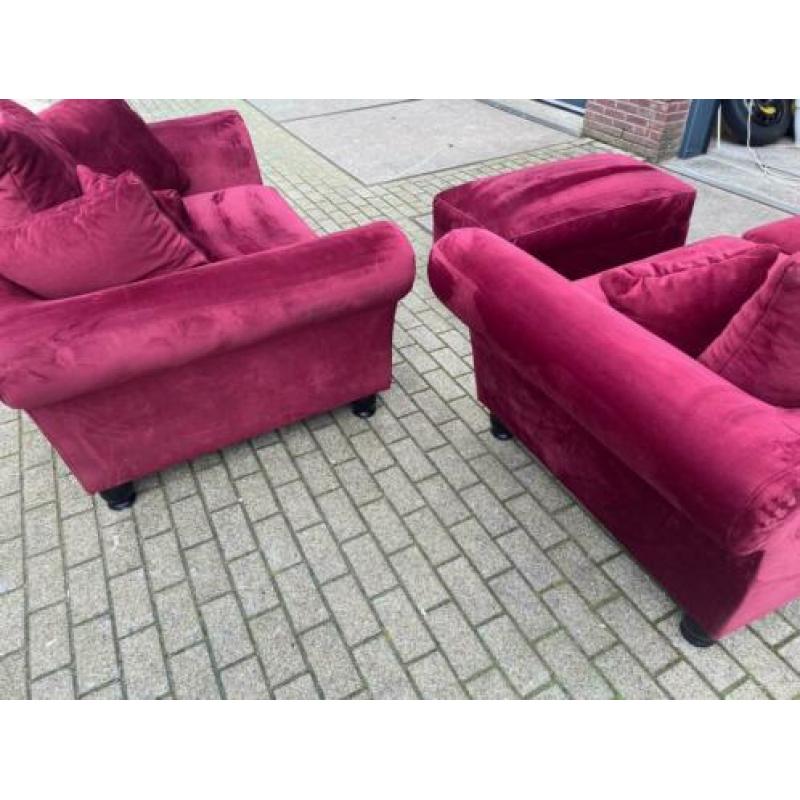 Bankstel 3 zits en hocker en love seat