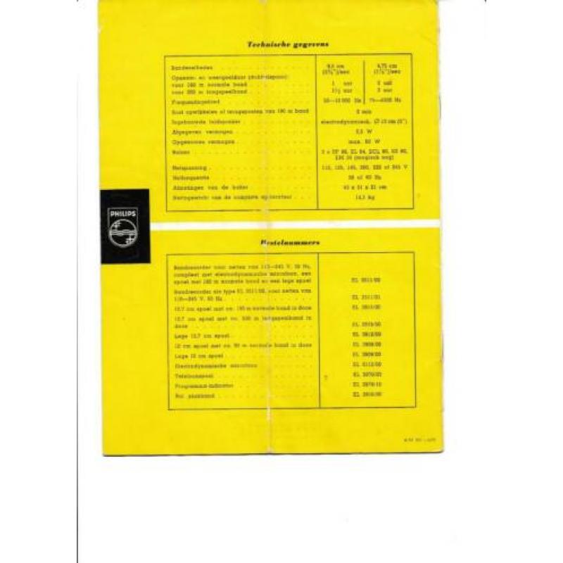 Philips EL 3511 bandrecorder gebruiksaanwijzing
