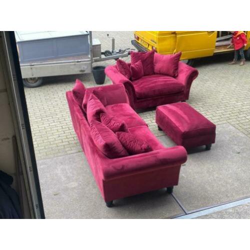 Bankstel 3 zits en hocker en love seat