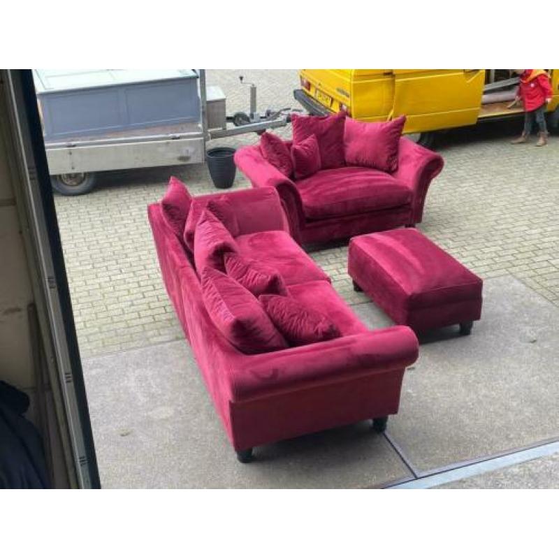 Bankstel 3 zits en hocker en love seat