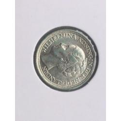 5 stuks 25 cent zilver Wilhelmina zeer fraai / Prachtig