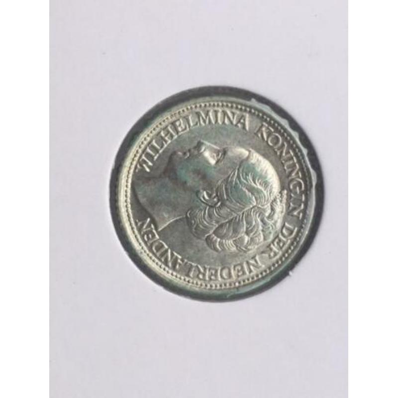 5 stuks 25 cent zilver Wilhelmina zeer fraai / Prachtig