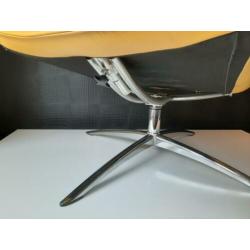 Luxe gele verstelbare draai fauteuil + hocker ! (Evt.2stuks)