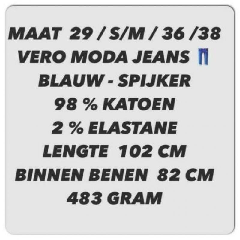 Maat 29 - vero moda jeans - blauw spijker