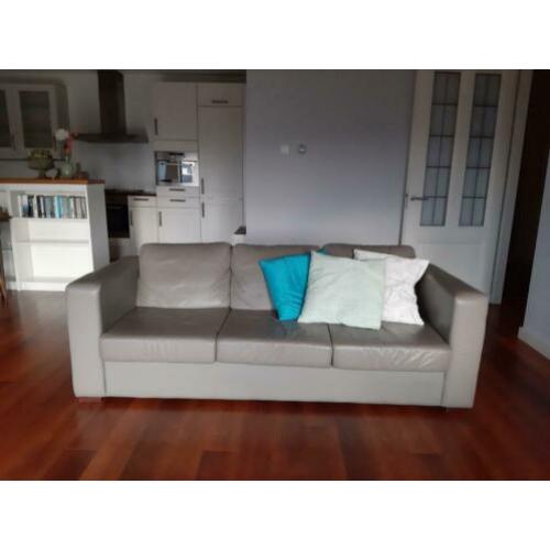 3 zits leren bank moderne taupe kleur