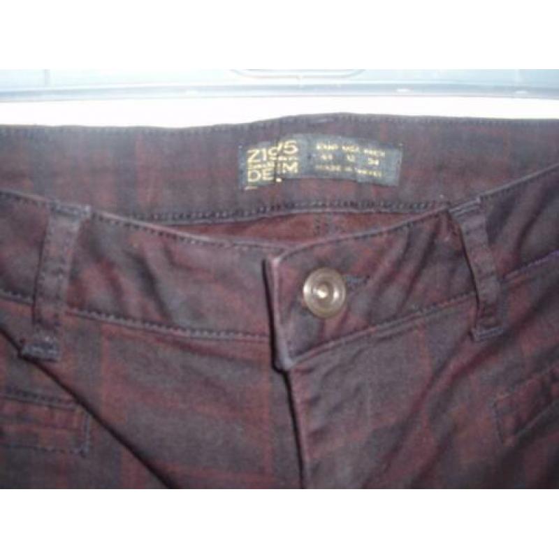 Maat 44 - zara basic - zwart / bordeaux broek