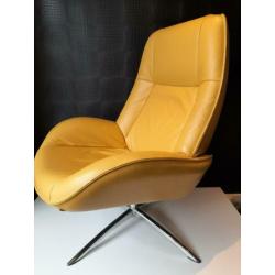 Luxe gele verstelbare draai fauteuil + hocker ! (Evt.2stuks)