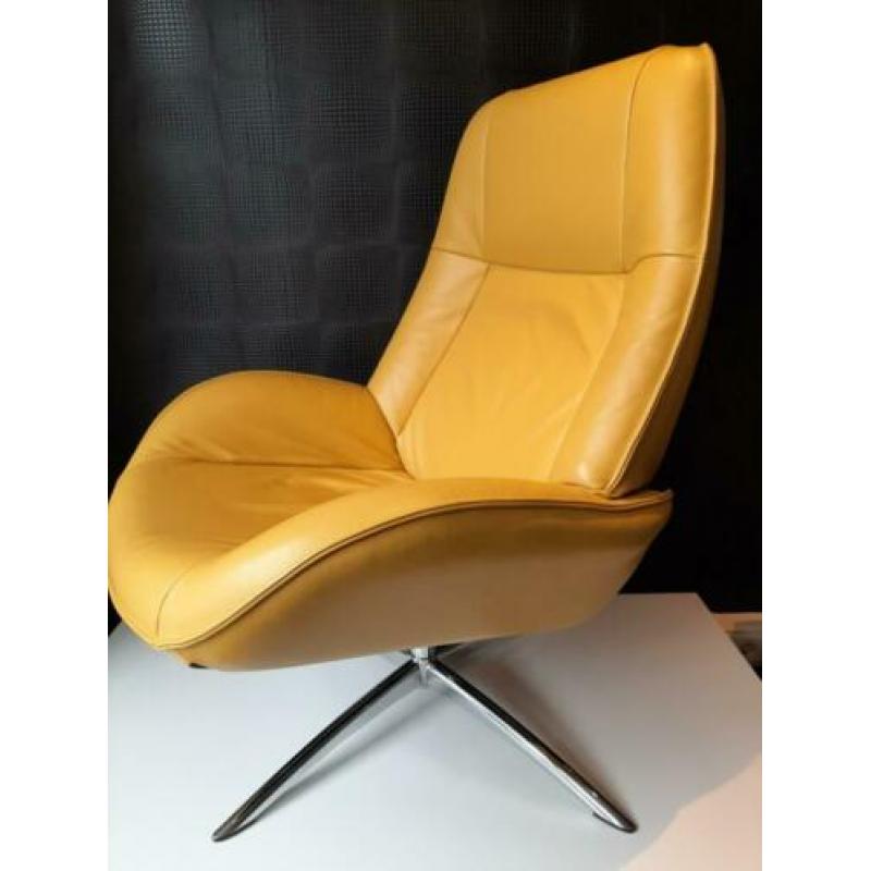 Luxe gele verstelbare draai fauteuil + hocker ! (Evt.2stuks)