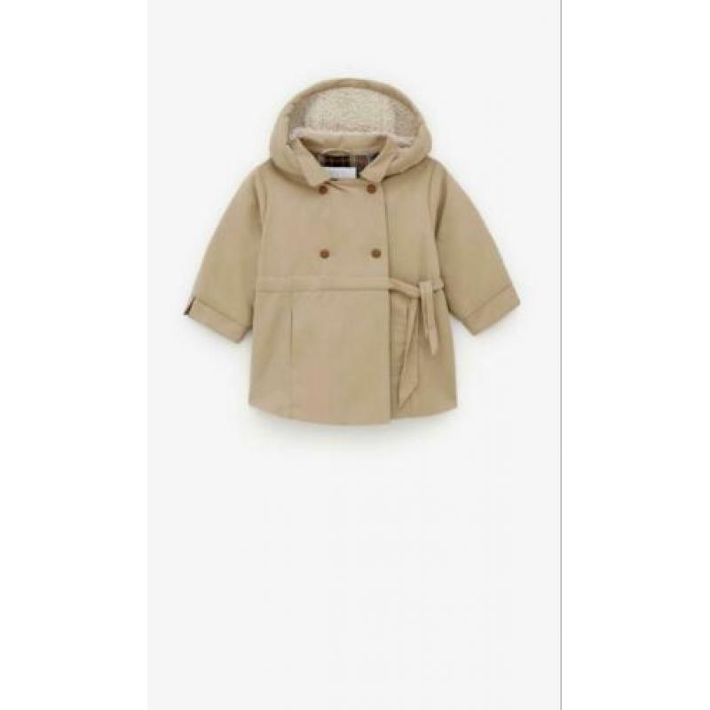 NIEUW / ZARA trenchcoat met teddy maat 86