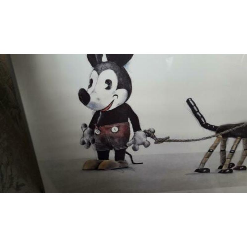 Prachtig schilderij/prent van mickey mouse