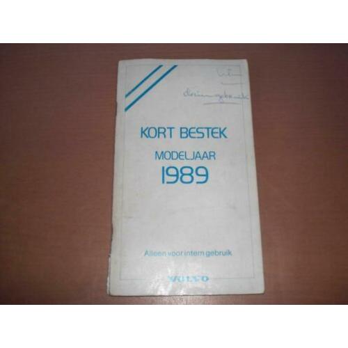 Leuk boekje Volvo 'Kort bestek Modeljaar 1989'