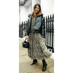 Zara jurk L 40/42 zwart chiffon floral boho H&M Mango