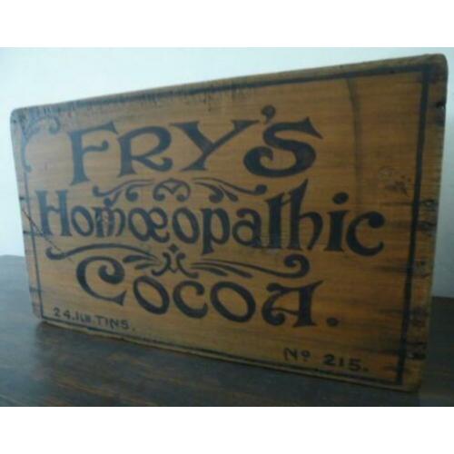 Houten kist/Fry's Homeopathic Cocoa/chocolade/Engels/etalage