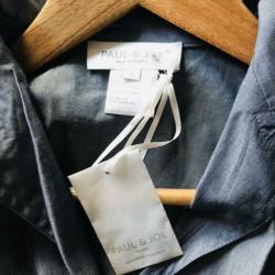 Paul & Joe Paris blauwe blouse met korte mouwen maat S 36