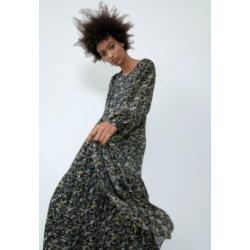 Zara jurk L 40/42 zwart chiffon floral boho H&M Mango