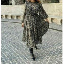 Zara jurk L 40/42 zwart chiffon floral boho H&M Mango