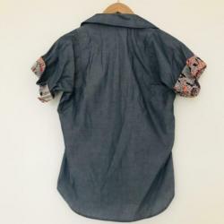 Paul & Joe Paris blauwe blouse met korte mouwen maat S 36
