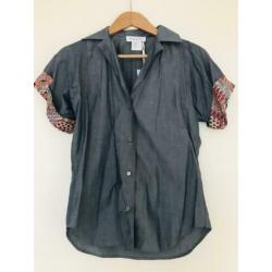 Paul & Joe Paris blauwe blouse met korte mouwen maat S 36