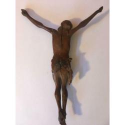 Antieke Corpus Christi, met armen, hout, 19 cm.