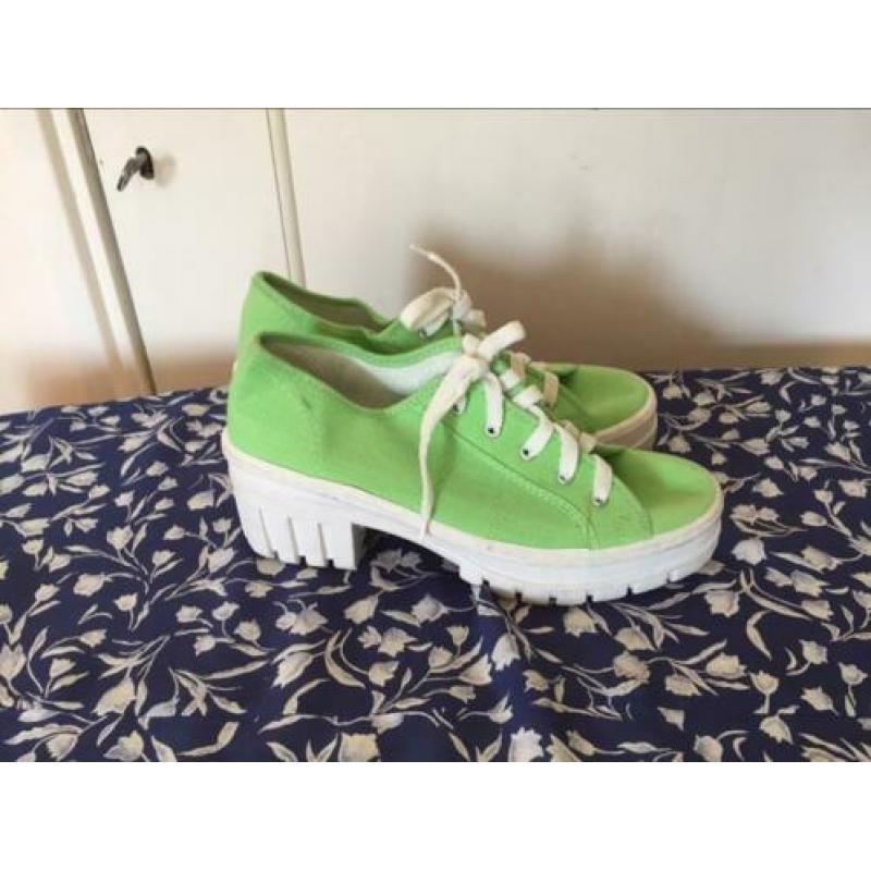 Vintage platform gympen canvas 90s maat 38
