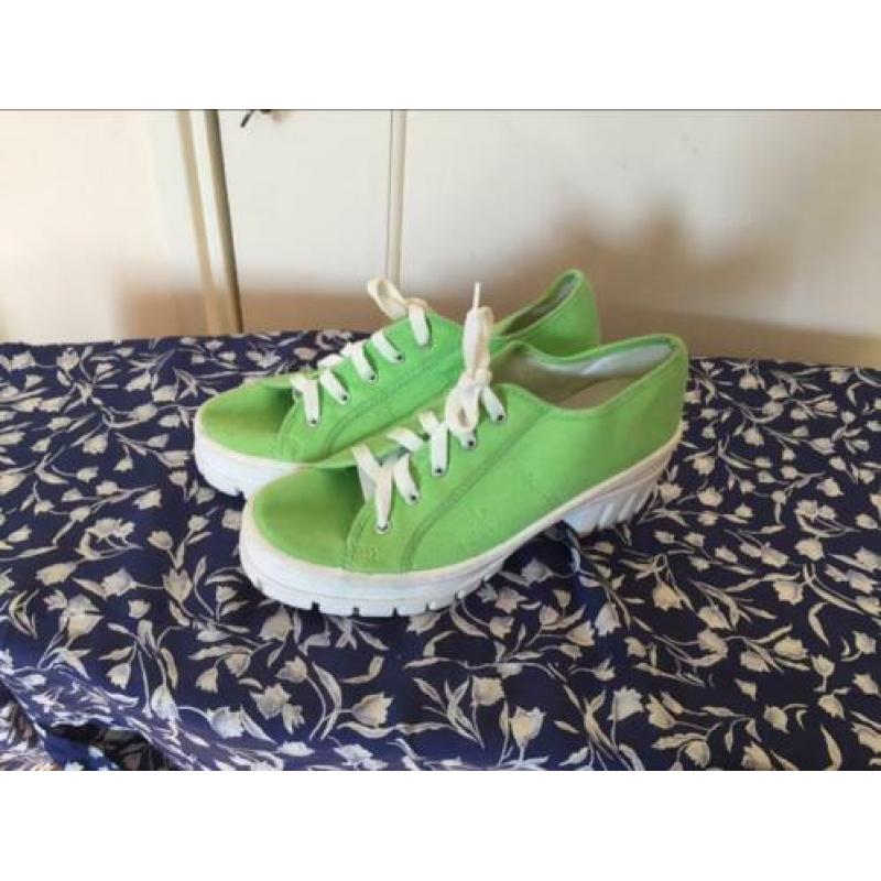 Vintage platform gympen canvas 90s maat 38