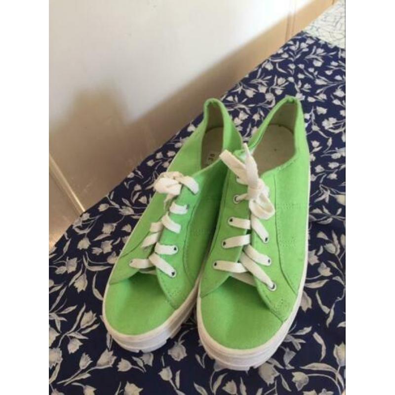 Vintage platform gympen canvas 90s maat 38