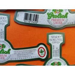 6 oude export hals etiketten van Grolsch Portugal