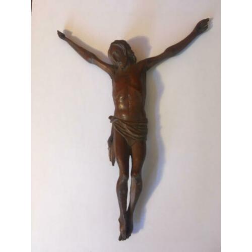 Antieke Corpus Christi, met armen, hout, 19 cm.