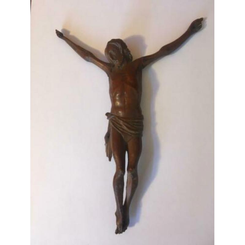 Antieke Corpus Christi, met armen, hout, 19 cm.