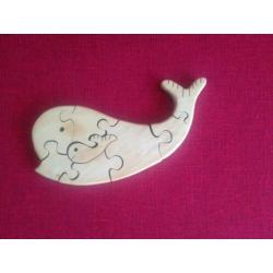 Houten puzzel walvis met jong baby potvis orca Jonas