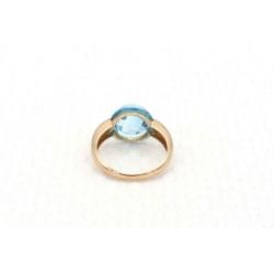 14 Karaat. Gouden vintage ring met aquamarijn. Maat: 18.